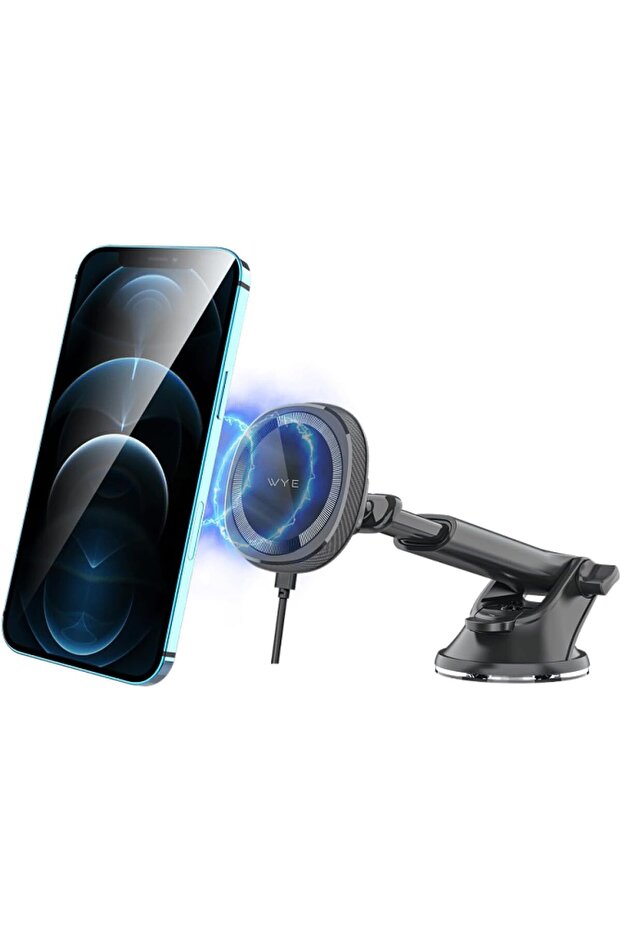 WYE Y-H62 15W In-Car Wireless Charging Phone Holder | Dashboard & Windshield Mount | Fast Charging | 360° Rotation