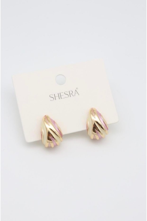 Vip Gold&Powder Pink Drop Design Stylish Non-Tarnish Steel Earrings