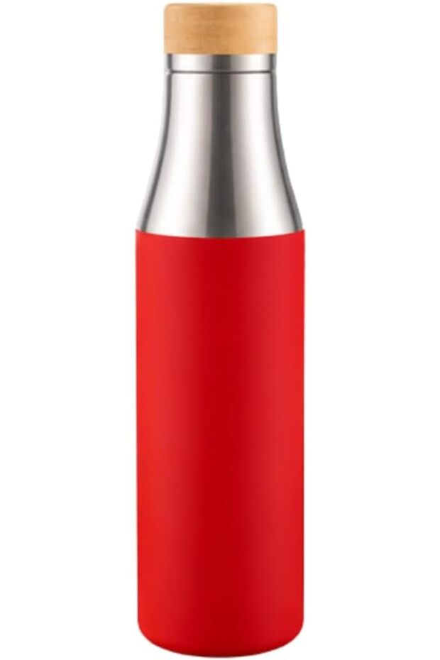 Sustainable Stainless Steel Water Bottle with Bamboo Lid and Silicone Sleeve – Eco-Friendly Reusable Insulated Sports Bottle for Travel, Gym, Office & Outdoor Use