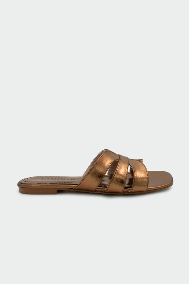 Taya Asymmetrical Cut Women's Copper Flat Slippers