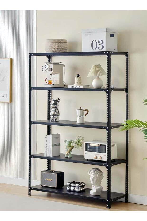 5-Tier Heavy Duty Iron Storage Rack – Metal Shelving Unit for Garage, Kitchen & Office, 90×30×180cm