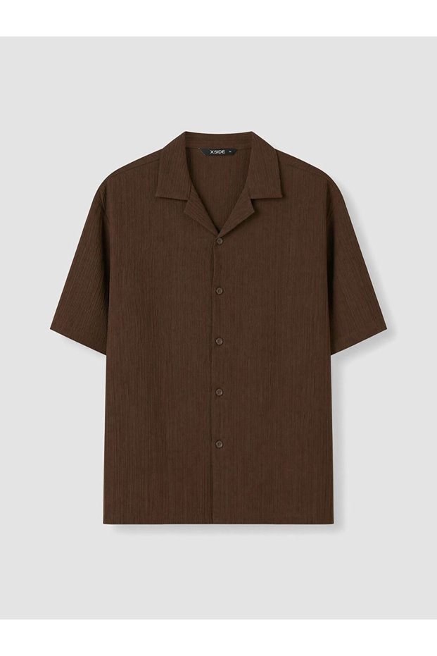 Xside Brown Regular Fit Men's Shirt