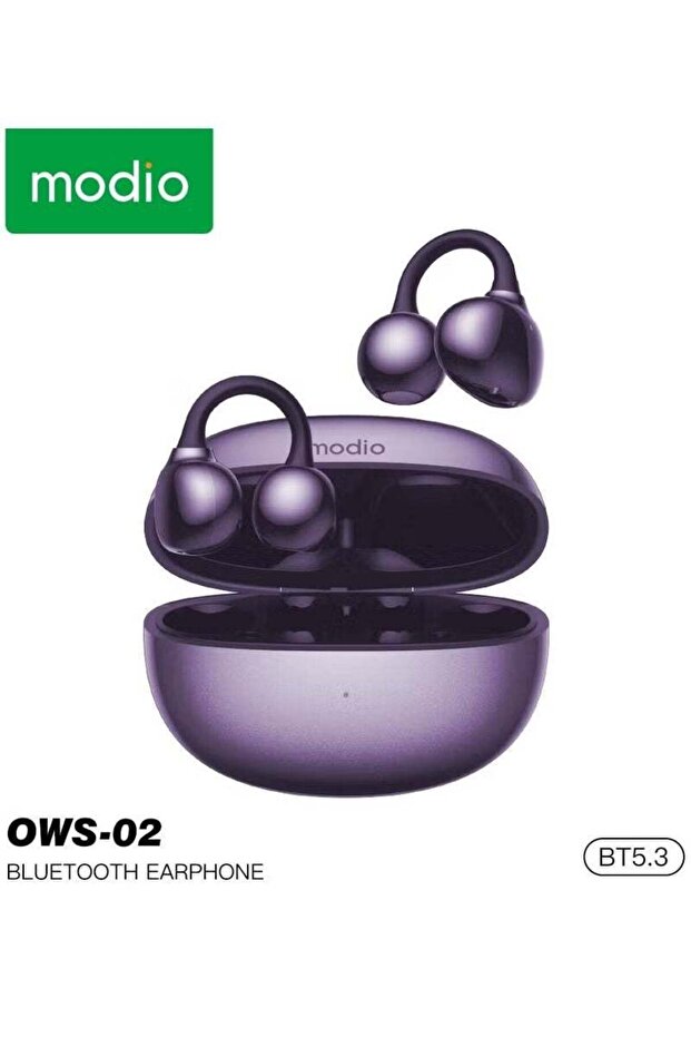 OWS-02 Wireless Ear Clip Open-Ear Earbuds with Charging Case, Touch Control, Crystal Clear Microphone, Deep Bass Sound