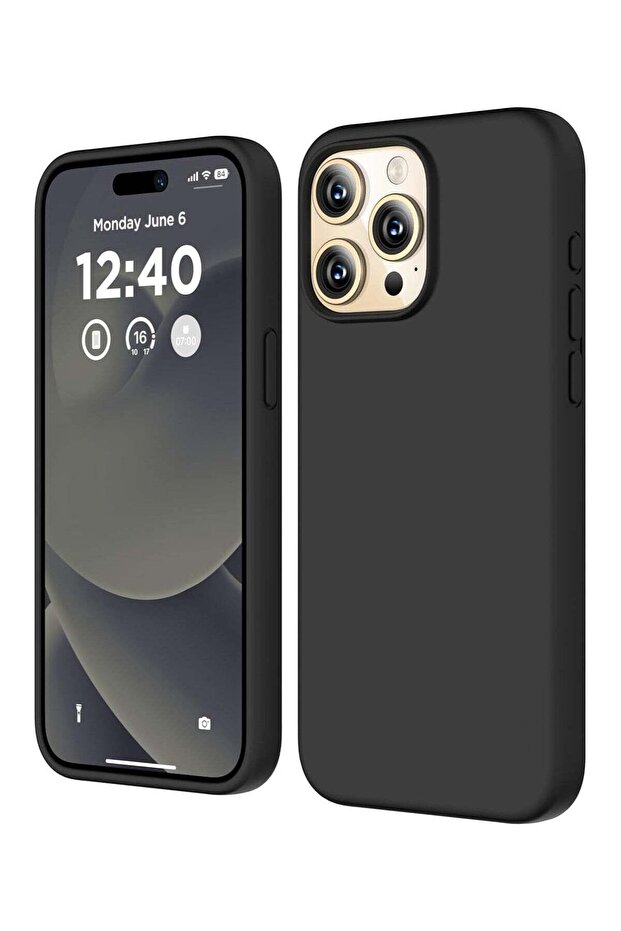 Compatible with iPhone 15 Pro Max Liquid Silicone Case, Full Body Shockproof Cover - Black