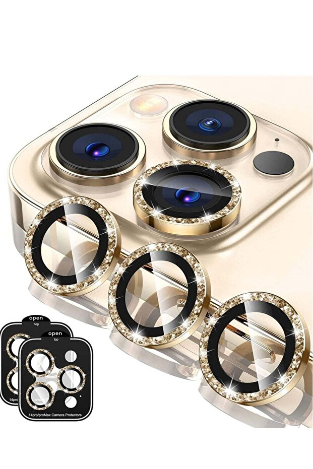 iPhone 14 Pro/Pro Max Camera Lens Protector, 9H Tempered Glass Metal Individual Ring