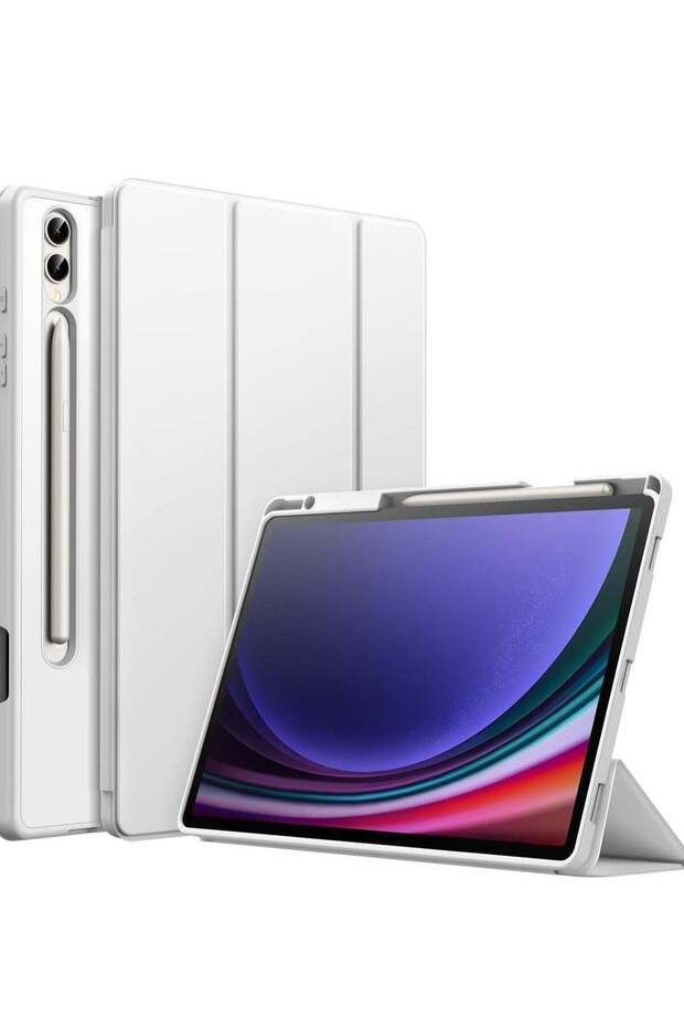 Samsung Galaxy Tab S10/S9 Plus 12.4-Inch Soft TPU Tri-Fold Stand Protective Case (White)