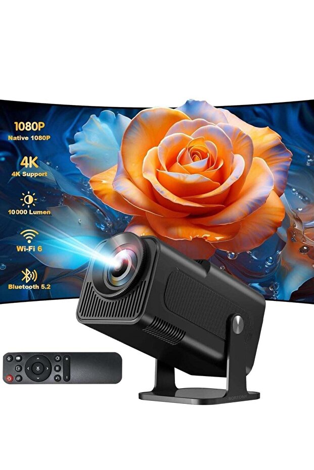Short Throw 4K Projector: Native 1080P, Auto Keystone Correction, and 180-Degree Rotation Feature