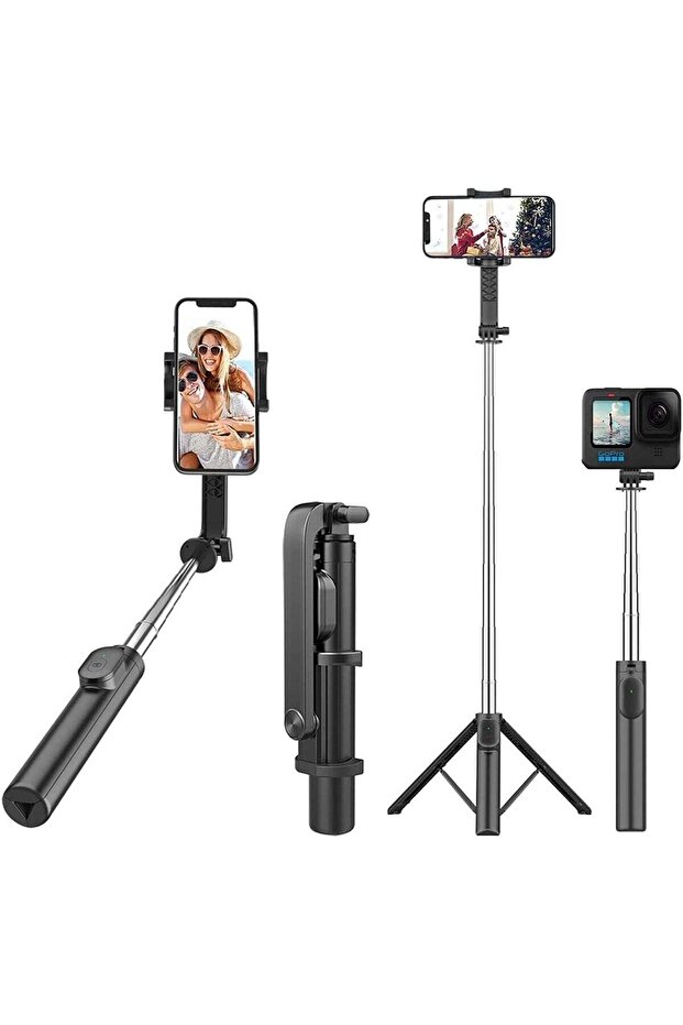 Long Selfie Stick with Tripod Stand upto 37.8 inch, 4 in 1 Extendable Bluetooth Remote for iPhone OnePlus Vlogging