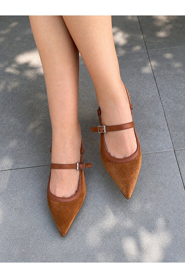 حذاء AMORE TABA SUEDE بكعب قصير 3 سم وحزام