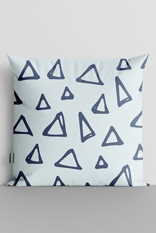 Blue Triangles Double Sided Digital Printed Pillow Throw Pillow Cover-1417