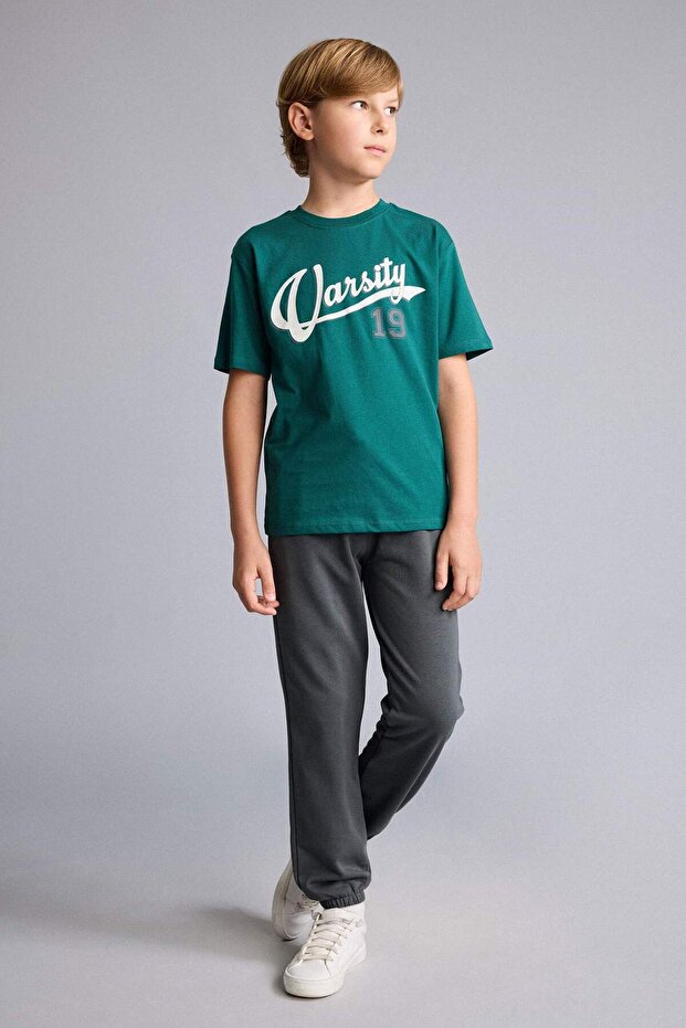 Printed T-Shirt Sweatpants 2-Piece Green Set Boy Child H5567A826Au