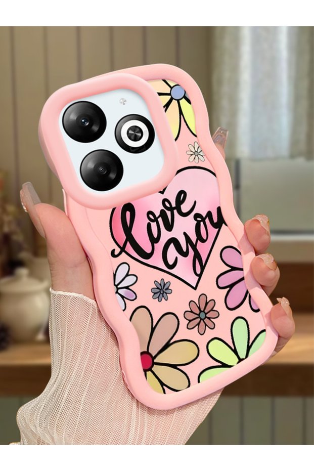 Infinix Hot 40I Compatible Case Camera Protector Pink Silicone Couple Phone Case Floral Pattern