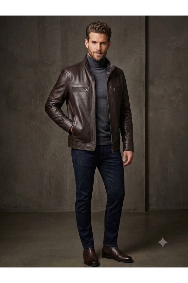 Genuine Lambskin Leather Coat Made in the City of Imalat, Available for Sale.