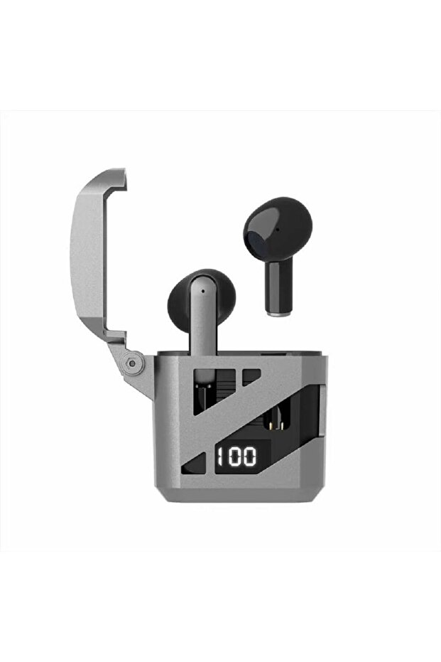 Wireless Bluetooth Earbuds Transparency Headset LED Display TWS Sweat-Proof for Gaming (Black)