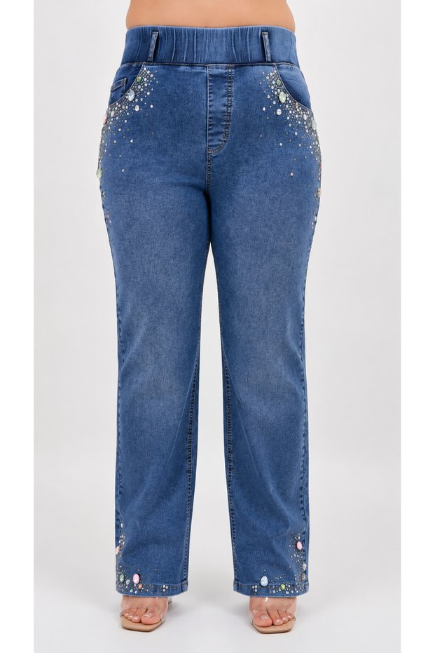 Plus Size Special Design Series Stoned Summer Embroidered Women's Trousers