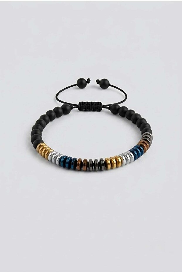 Stone Inlaid Adjustable Fastening Yellow-Black Bracelet 106