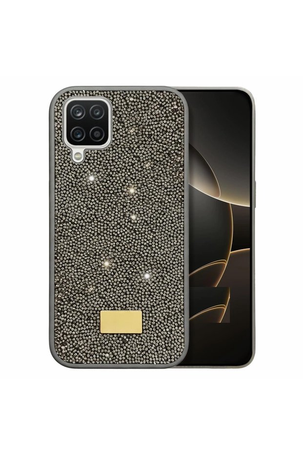 Samsung Galaxy M12 Case Silicone Edged Stone Shiny Lux Diamond Cover