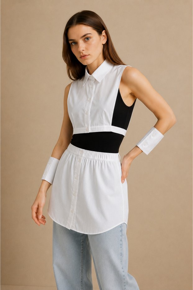 Set of 3 Women's Portable Shirt Collar, Cuff and Shirt Skirt Extender Portable Fake Collar Skirt Set