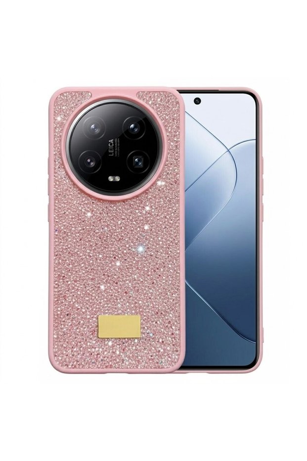Xiaomi 14 Ultra Case with Silicone Edges and Shiny Lux Diamond Cover