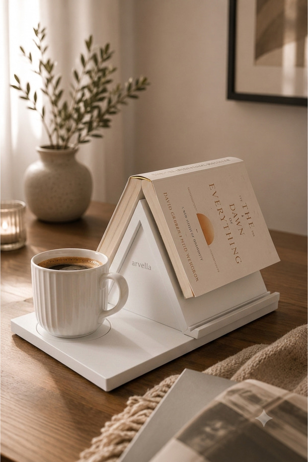 Decorative Book Stand - Book Reading Stand and Book Holder with Cup Holder | Desktop Bookshelf Organizer