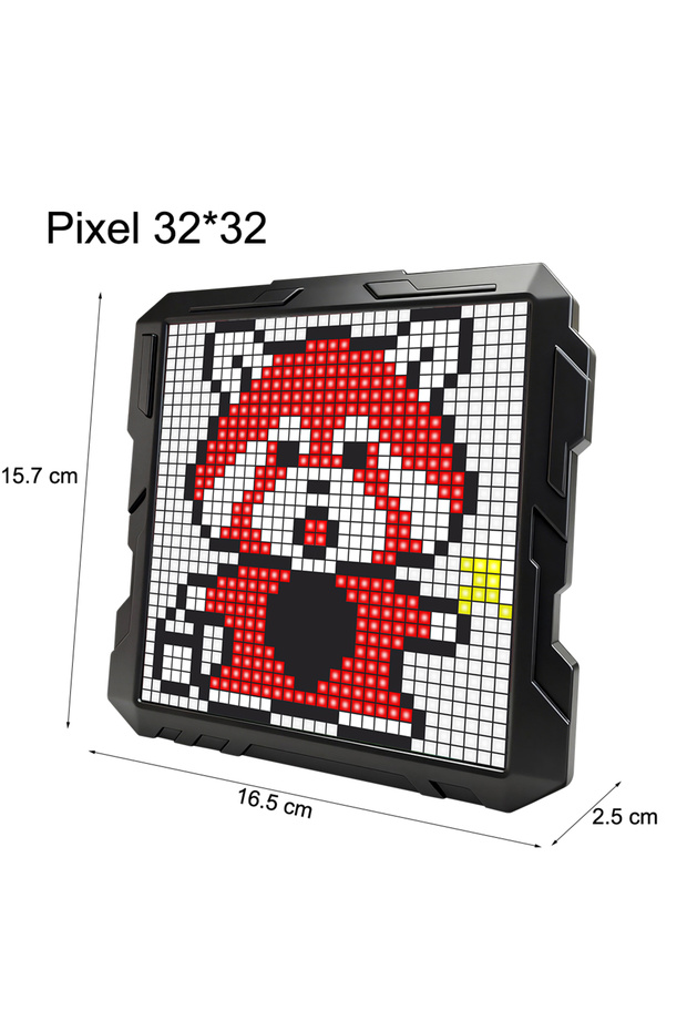 شاشة LED ماتريكس بيكسل 32×32 بتقنية البلوتوث مع منفذ USB للرسم والرسوم المتحركة والفنون الرقمية
