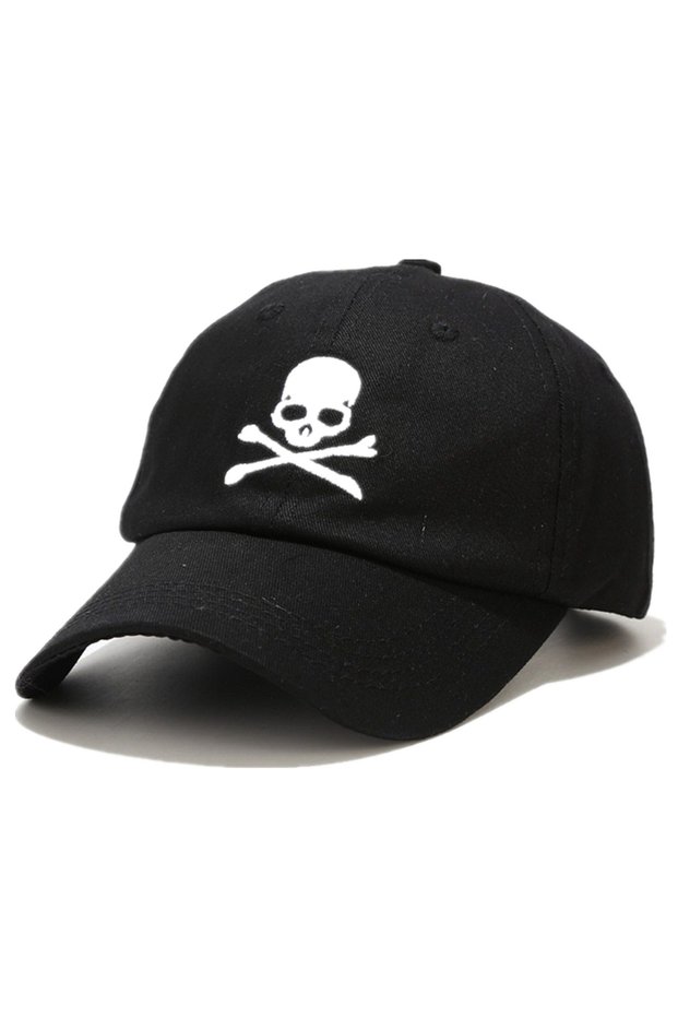 54cm-60cm Black New Unisex Cotton Cap SKULL Embroidery Fashion Baseball Cap Men Women Adjustable Cas
