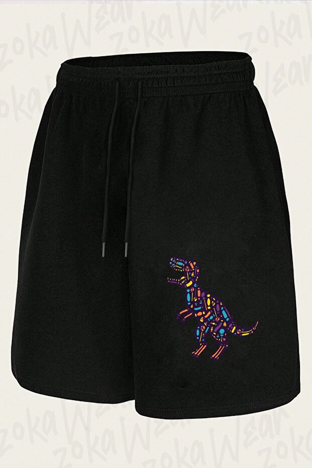 Unisex Dinosaur Illustration Design Printed Shorts