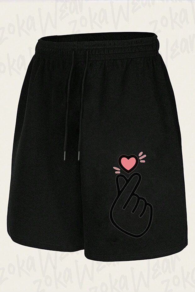 Unisex Bts Heart Design Printed Shorts