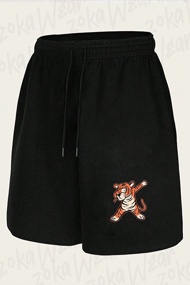 Unisex Tiger Minimalist Drawing Design Printed Shorts