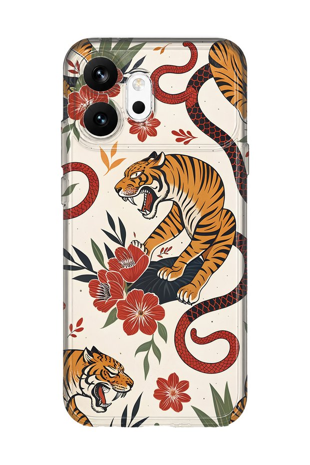 Honor 600 Compatible Tiger and Snake Pattern Transparent Phone Case