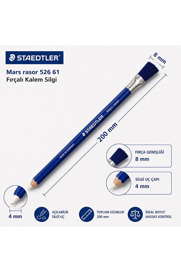 Mars Rasor 526 61 Brushed Pencil Eraser Sketch and Drawing Detail Eraser