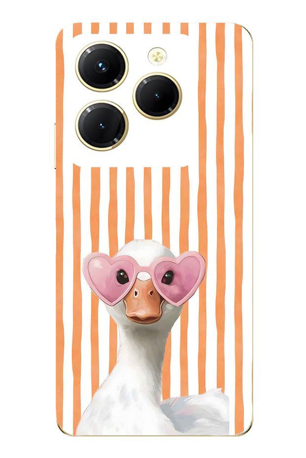 Infinix Hot 40I Compatible Transparent Phone Case with Heart and Glasses Duck Pattern