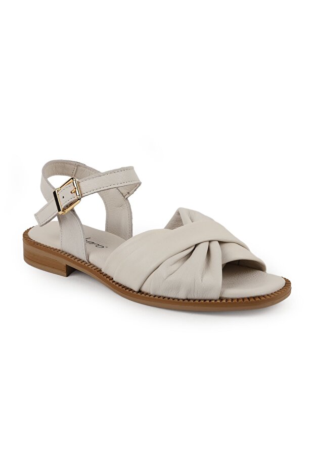 Women's Sandals with Crossed Drawstring Straps and Ankle Buckle, Thermo Sole, Antique Leather L060.447