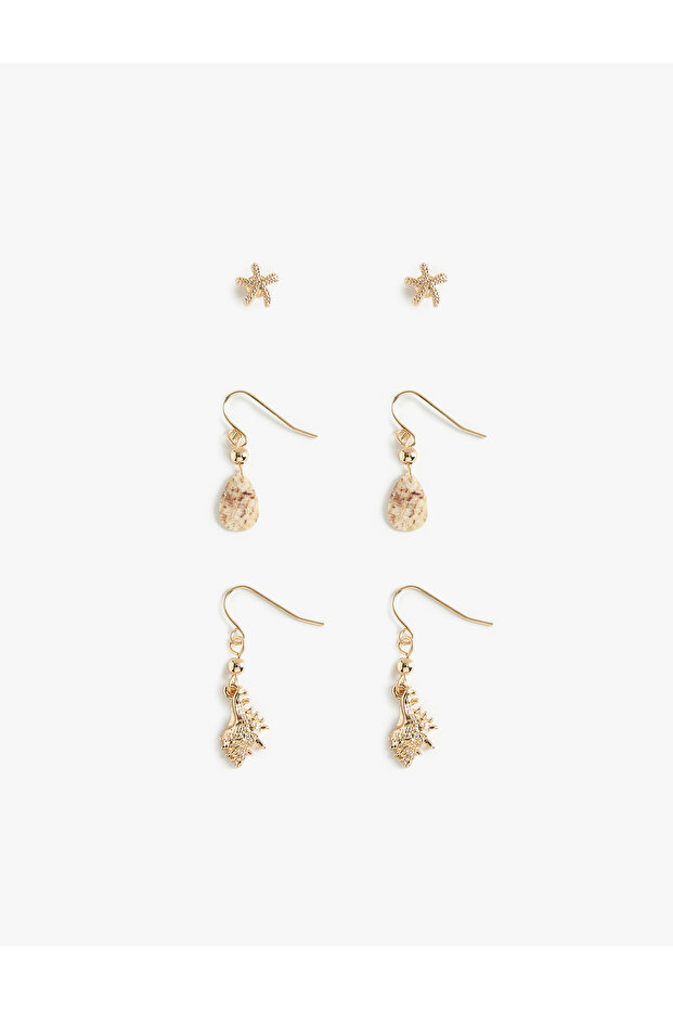 3-Piece Sea Shell Earring Set with Dangle Charms