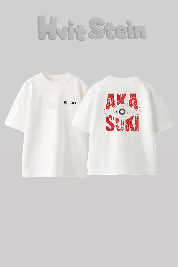 Akatsuki Naruto Design Back Printed Cotton White Oversize T-Shirt