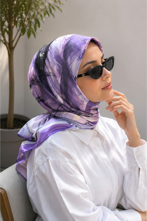Pastel Floral Pattern Scarf Series Purple