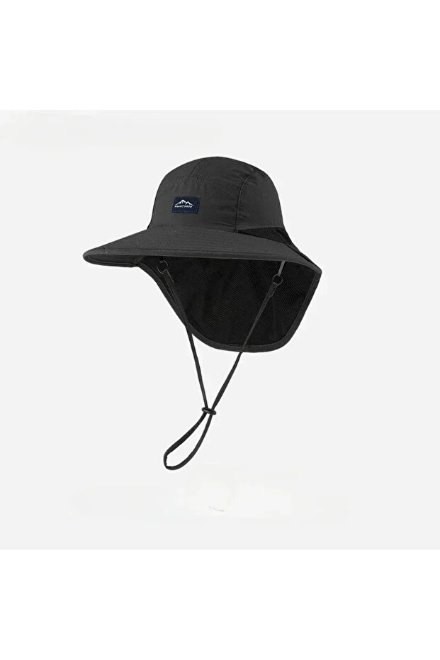 Black Summer Hat Wide Brim Caps Neck Protection Unisex Bucket Hats Outdoor Visor Quick-drying Panama