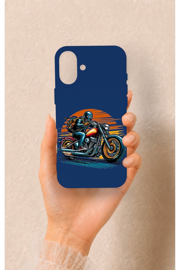 iPhone 16 Plus Compatible Moto Rider Patterned Silicone Case