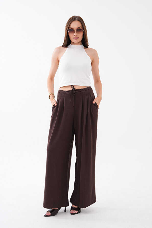 Front Pleated Waist-Fastening Oysho Pants