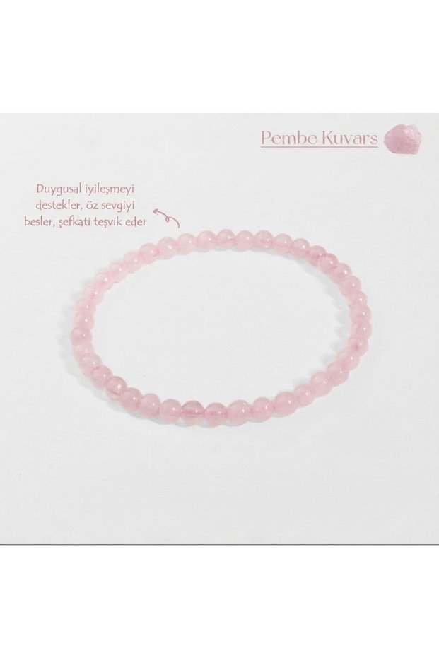 Real Pink Quartz Natural Stone Bracelet 4 mm