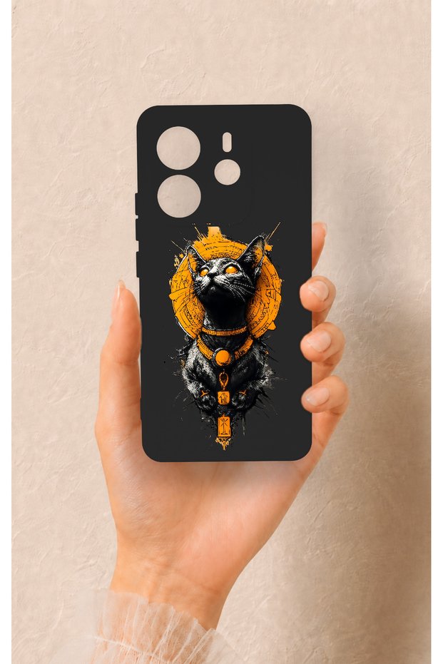 Redmi Note 14 4g Compatible Egyptian Cat God Patterned Silicone Case