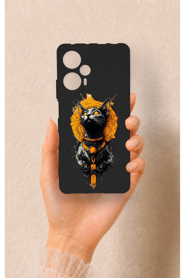 Poco F5 Compatible Egyptian Cat God Patterned Silicone Case