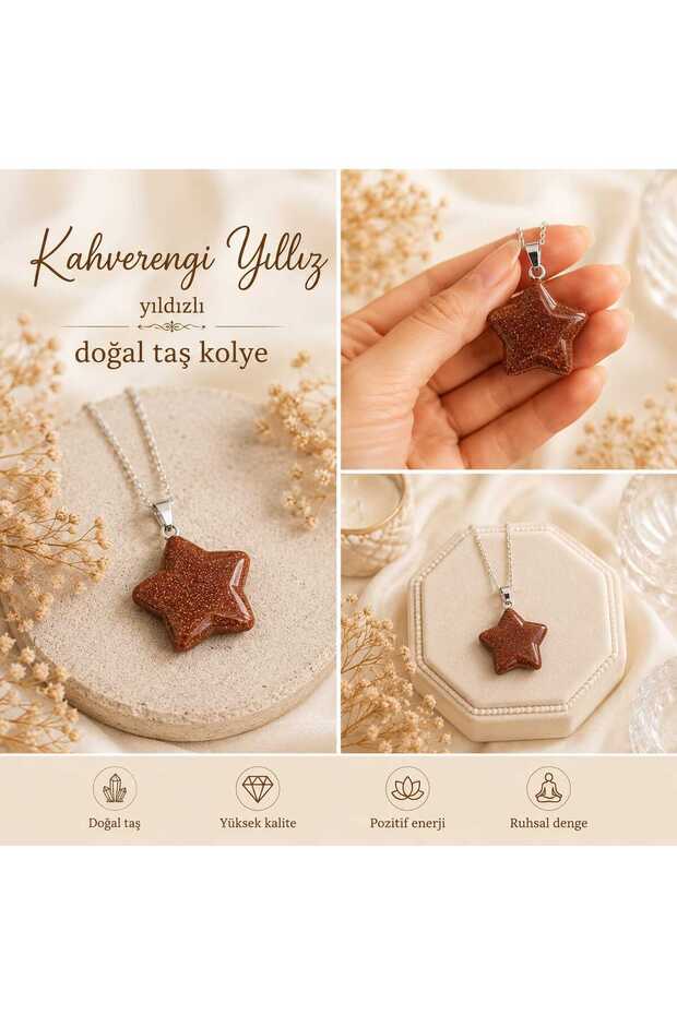 Brown Star Natural Stone Necklace – the Sparkling Star of Elegance 💙
