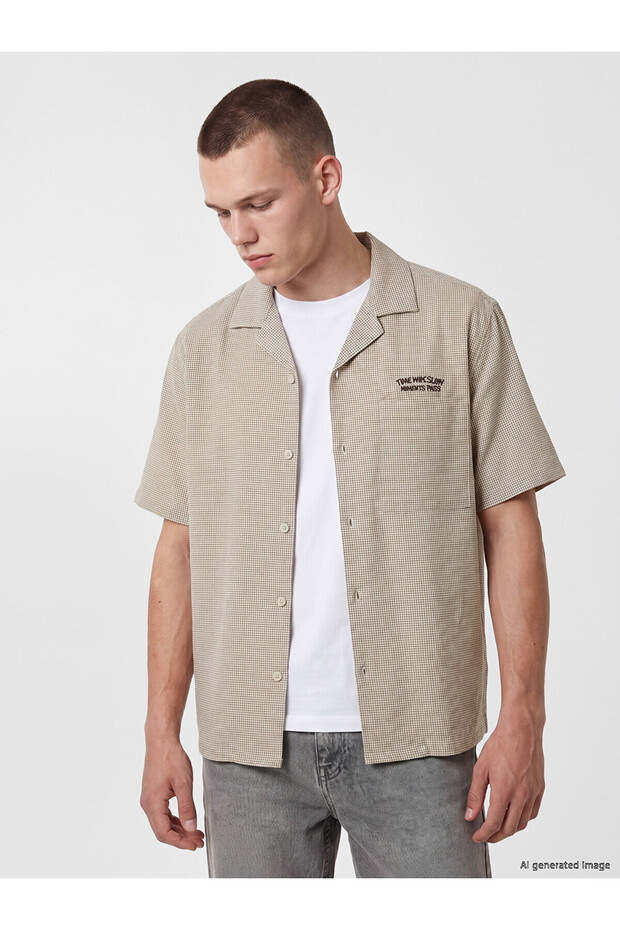 Nevavm Comfortable Fit Embroidered Crinkle Men's Shirt