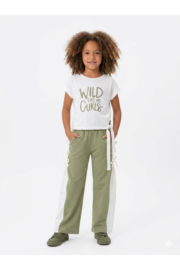 Girl's Side-Lace Wide-Leg 2-Piece Sports Set