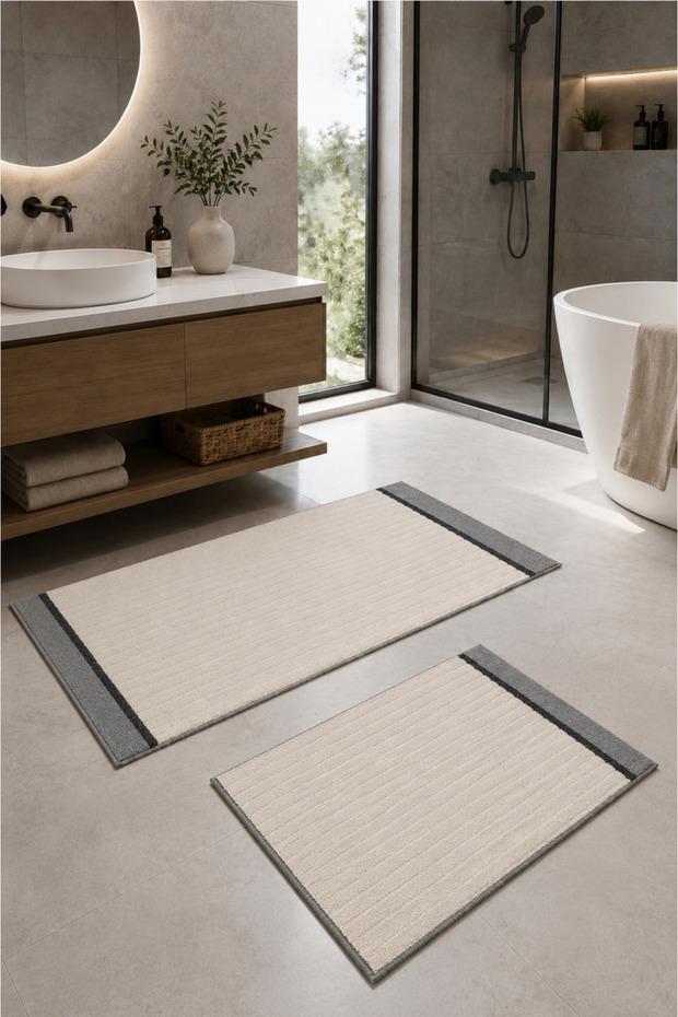 Woven Surface Non-Slip Base Water Absorbent Washable Bath Mat