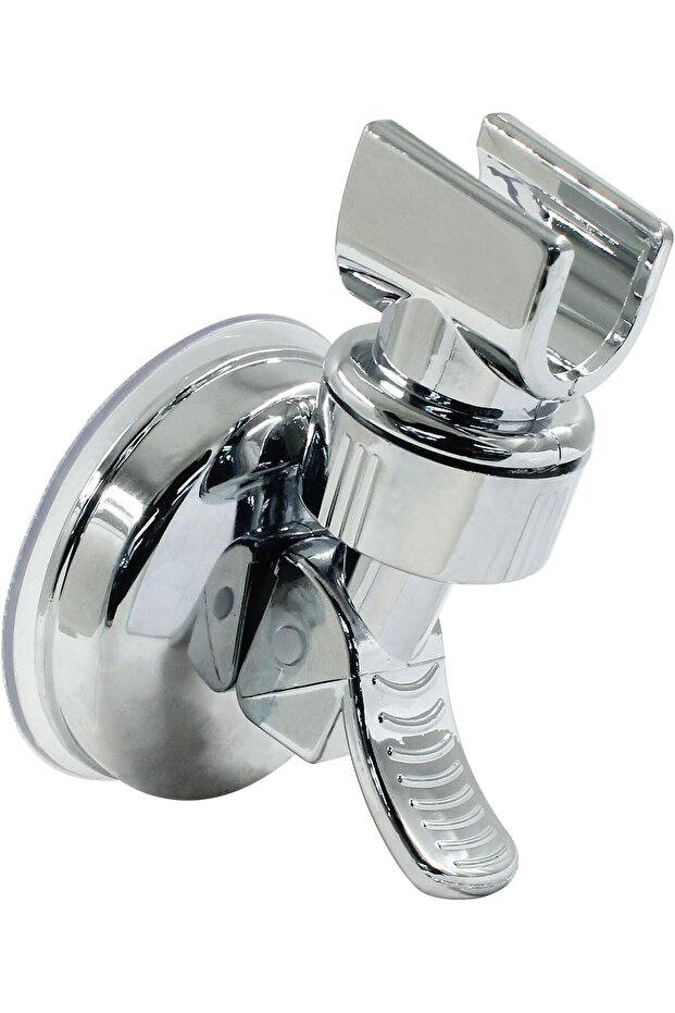 Adjustable Suction Cup Shower Head Holder, No-Drill Wall Mounted Bracket, Silver