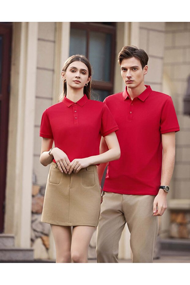 Arw50329 Seri̇ntutan--High Quality Buttoned Polo Collar Tshirt