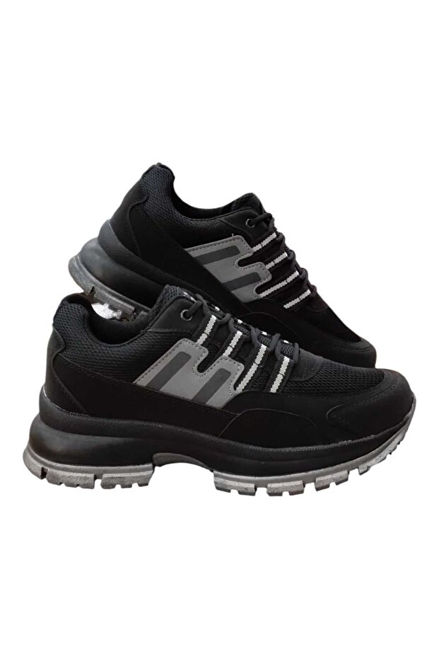 Unisex Flexible Comfortable Comfortable Fit Poly Sole Lace-Up Nubuck Black Shoes