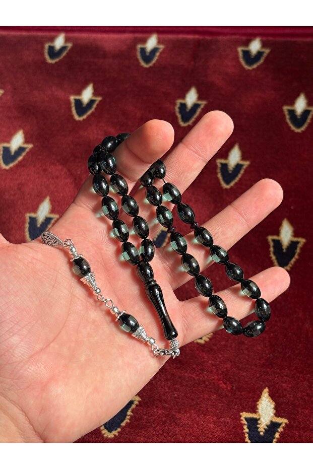 Blue Color Vermeil Amber Prayer Beads